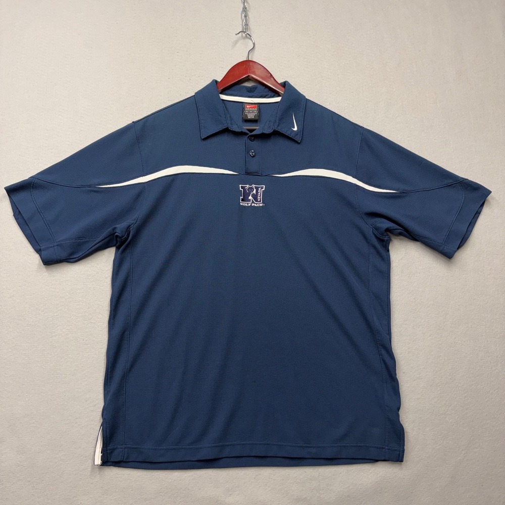 Nike Polo Shirt Mens Medium Blue Nevada Wolf Pack Dri-FIT Vintage 90s Sportswear